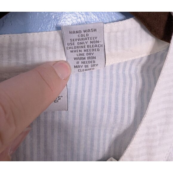 Soft Surroundings 1X White Pintuck Button Down Blouse Embroidered 3/4 Sleeves - Picture 4 of 13